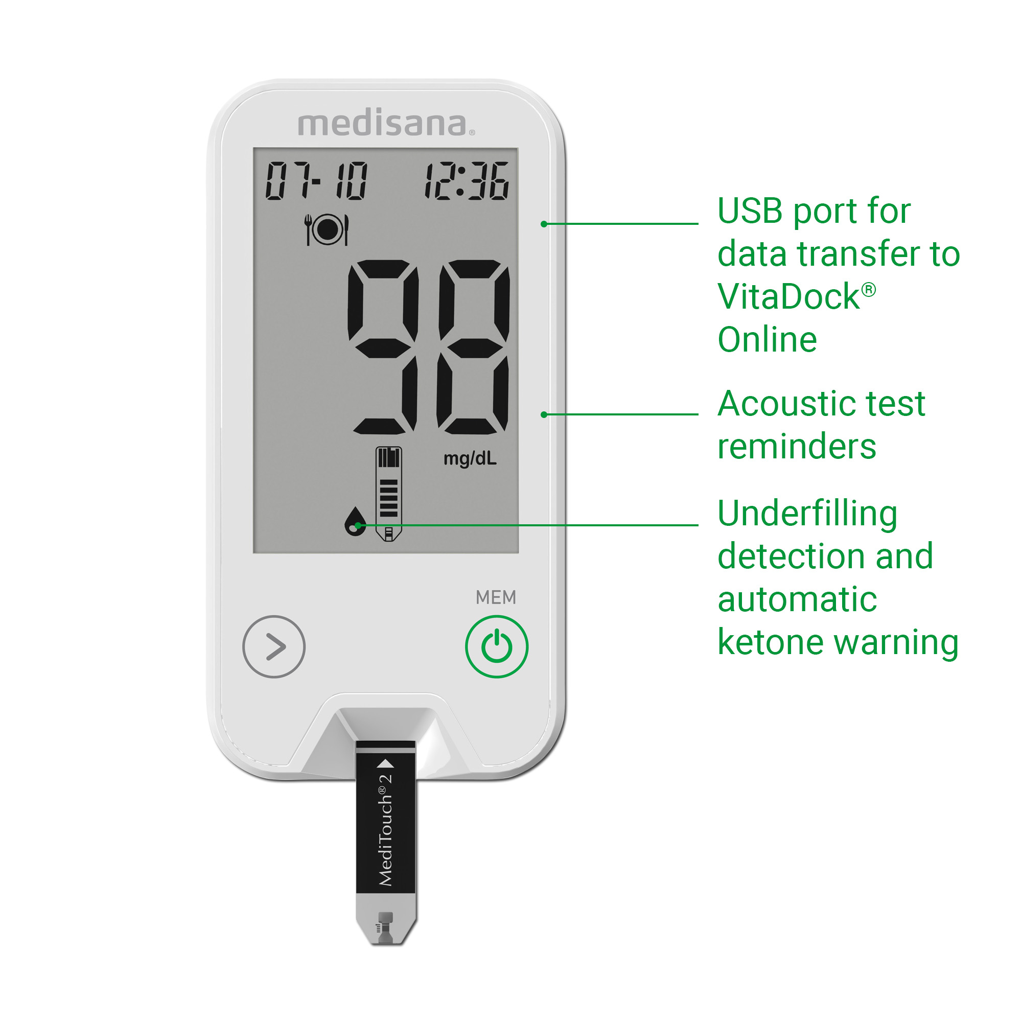 MediTouch 2 mg/dL | Blutzuckermessgerät